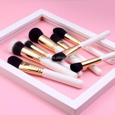 China Angular Blush 8pcs White Color Powder Brush Foundation Brush Makeup Set Wholesale Private Label for sale