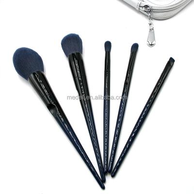 China Angular blush plastic handle 5pcs handmade private label synthetic hair makeup brush set from china factory for sale