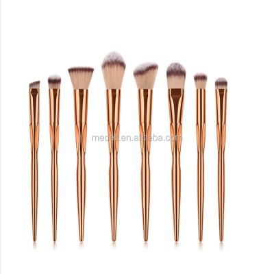 China Angular Blush 8pcs Wholesale Luxury Makeup Brush Fashion Rose Gold Handle Pink Hair High Quality Makeup Brush Set for sale