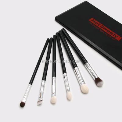 China Angular Blush Manufacturing Logo Printing Black Wood Handle Goat Hair Eye Brush Set 6 Pieces Brush Set Makeup for sale