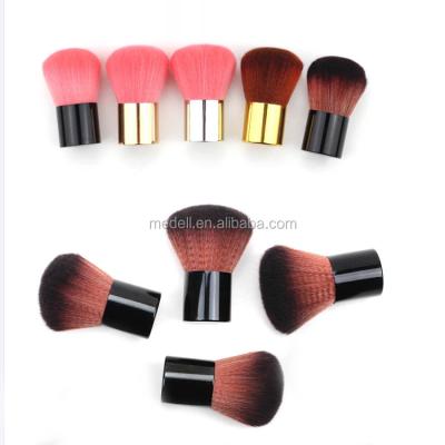 China 2020 New Style Large Size Metal Handle Aluminum Tube Kabuki Makeup Powder Brush Flat Brush With Synthetic Hair for sale