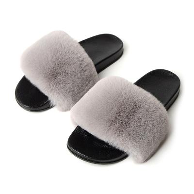 China Fashion Trend Fast Shipping Wholesale Price Open-Toed Fluffy Faux Fur Toe Slippers for sale