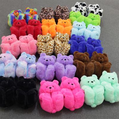 China Hot Selling Custom Made Lightweight Plush Toy Teddy Plush Bear Slipper House Slippers Bedroom Slippers For Women for sale