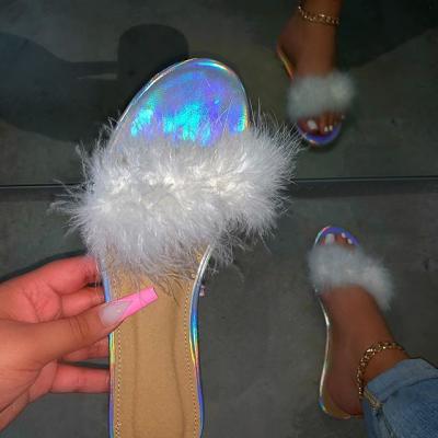 China 2021 Fashion Trend Women's Summer Slipper Flat Slides Fur Adult Slides For Women Sandals for sale