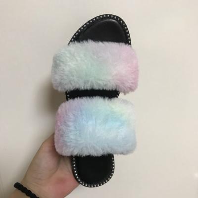 China Fashion Trend Winter Furry Fur Slides Sandals For Ladies PVC Fox Rubber Slipper Summer Fluffy Fur Slippers For Women for sale