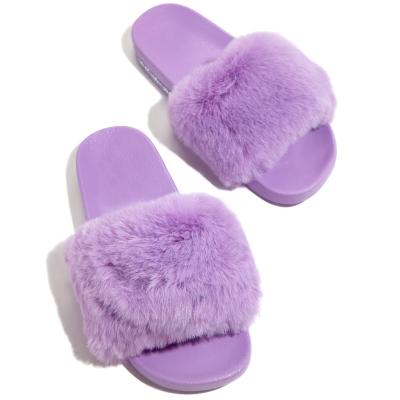 China Fashion Trend Fashion Trend Sandals Mule Ladies Shoes Comfortable Warm Fur Slippers Women's Plush Fluffy Slippers for sale