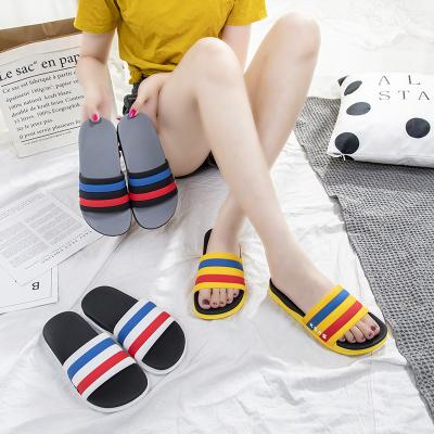 China Fashion Trend Style Wholesale New Color Slipper Couples Striped Non-slip Slippers for sale