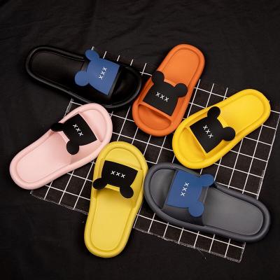 China CUSHIONING 2021 home indoor non-slip flat shoes summer cartoon solid color bear female male sandals for sale