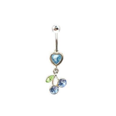 China Romantic Cherry 316 Stainless Steel Jewelry Blue Belly Ring Body Piercing Navel Ring for sale