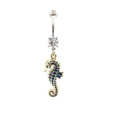 China Cute Hippocampus 316 Stainless Steel Belly Ring Body Jewelry Navel Piercing Ring for sale