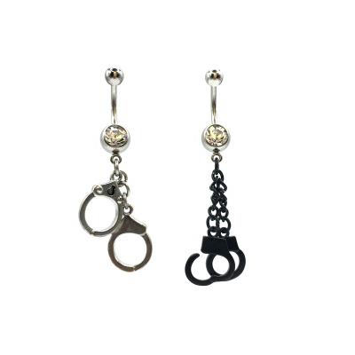 China Punk Handcuffs 316 Stainless Steel Belly Ring Body Jewelry Navel Piercing Ring for sale