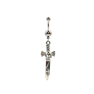 China Punk Body Belly Ring Body Belly Dagger 316 Stainless Steel Skull Jewelry Navel Piercing Navel Ring for sale