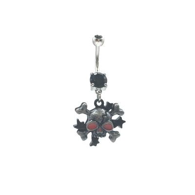 China Punk Skull With Star 316 Stainless Steel Belly Ring Body Jewelry Navel Piercing Ring for sale