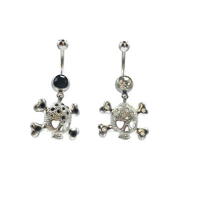 China 316 Stainless Steel Skull Love Jewelry Navel Ring Punk Body Belly Piercing Navel Ring for sale