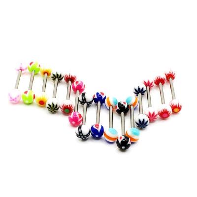 China Punk UV Acrylic Tongue Ball Ring Body Jewelry Barbell Tongue Piercing Piercing for sale