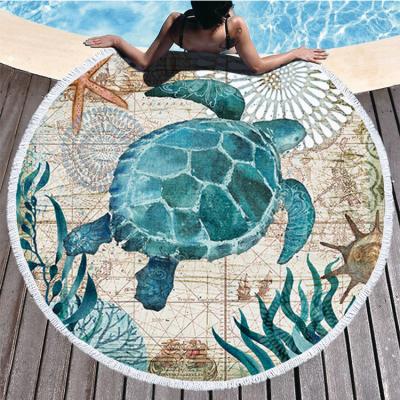 China Compressed Beach Custom Designer Personalized Round Beach Towels for sale