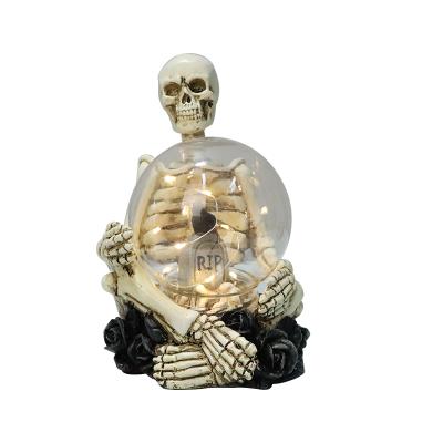 China Custom Europe Halloween Ghost Light Resin Statue Holiday Decoration Indoor Indoor Outdoor Decoration Open Real Human Skeleton For Sale for sale