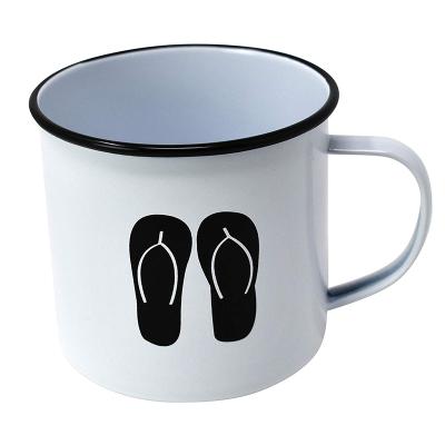 China New Product Viable Trending Enamel Camping Mug Sublimation Custom Good Quality White Enamel Coffee Mugs for sale