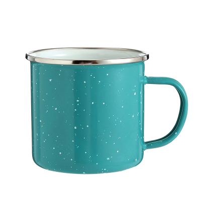 China Wholesale custom viable empty metal sublimation print logo factory promotion factory camping green mug viable enamel for coffee for sale