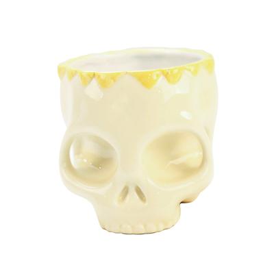 China Best Selling Viable Customized 3d Ceramic Tiki Mug Washed Skullshape Porcelain Tea Cup&Mug Credits Exchange Trophy Mug for sale