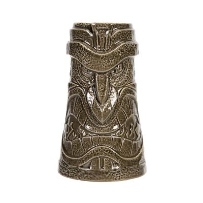 China Ghostly ceramic tiki viable 3d hot stamping mug shaped clear luster stoneware tiki drink mug living room mug for sale