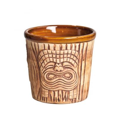 China Artistic Desktop Drinkware Tiki Mug Cups Creative Ceramic Vintage Water Cup Sustainable Newest Design for sale