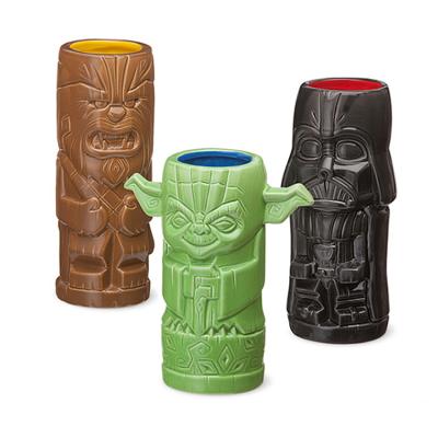 China Custom viable cheap ceramic tiki mug 3d cast series transparent mug tiki stoneware luster takeaway cup for sale