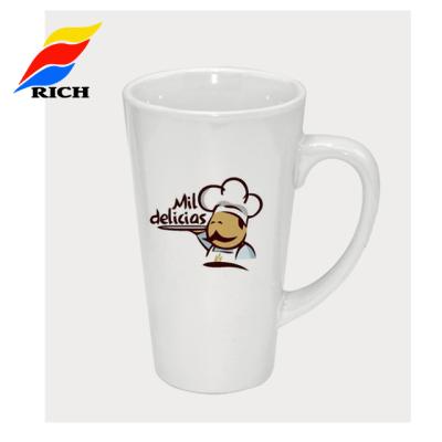 China Sustainable Wholesale Custom Porcelain White Ceramic Tall Coffee Mug With Handle for sale