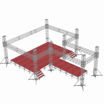 China Best SellingFashion Exhibition Stage 10m Walkway Adjustable Legs Easy Install Trade Show DJ Lighting Aluminum Truss Stage Truss With TUV Certificates for sale