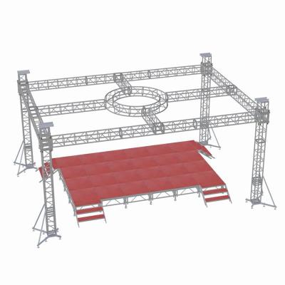 China Adjustable Legs TUV Certificate 10x10m Easy Assemble Show Lighting Truss DJ Stage Truss With 6m Diameter Round Roof System for sale