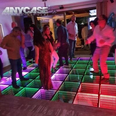 China 3D Mirror Dance Floor Factory Supply Black 60*60cm Quickly Assemble 3D Disco Light Controller Led Interactive Dance Floor For Event Rentals for sale