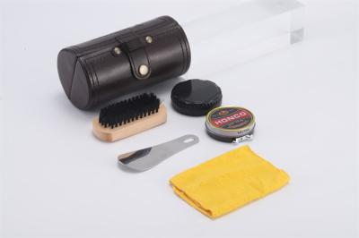 China dress boot brown shoe polish kit Polish Sponge Shoe Horn In PU Leather Case for sale