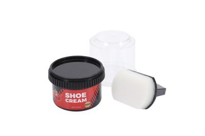 China Crema para zapatos negros 50 ml para productos de cuero con aplicador de esponja de brillo para zapatos Restaurar zapatos o botas OEM en venta