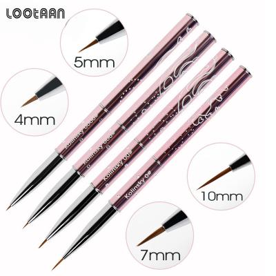 China Beauty Care Make Tools 2021 Wholesale Customized Logo Sheer Metal Handle Hair Nail Liner Brush Nylon Nail Brush Set for sale