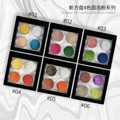 China 2021 New Beauty Care Nail Tool N Series Square Plate 4 Colors Pigment Acrylic Solid Aurora Nail Pigment Pressed Powder Nude Nail Glitter for sale