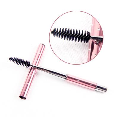 China Diamond Dot 2021 Custom Retractable Disposable Lash Mascara Extensions Wands Eyebrow Cosmetic Lash Micro Eyelash Brush metal for sale