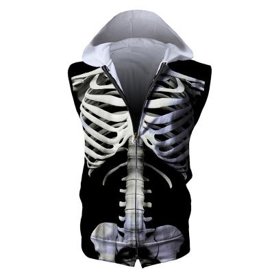 China Drop Shipping Apparel 3D Print Breathable Custom Cheap Graphic Sleeveless Hoodie Gym Sleeveless Hoodie for sale