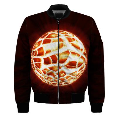 China Custom Made QUICK DRY Autumn Winter All Over Print Cheap Polyester Extinguishing Bomber Jacket for sale