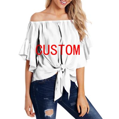 China Latest anti-pilling new popular skirt shirt custom top blouse off the shoulder shirt women fashionable printing blouses tops shirt for sale