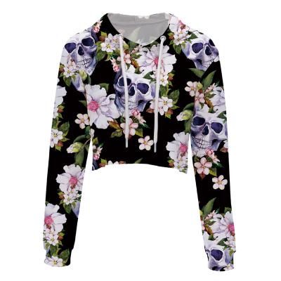 China Breathable Women Customized 3d All Over Printed Sweat Hoodies Blouses Crop Tops for sale