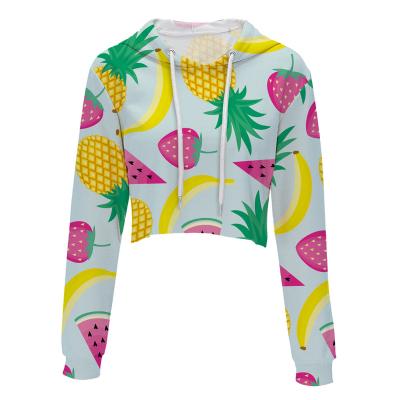 China Breathable Women Customized 3d All Over Printed Sweat Hoodies Blouses Crop Tops for sale