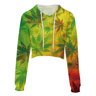 China Breathable Women Customized 3d All Over Printed Sweat Hoodies Blouses Crop Tops for sale