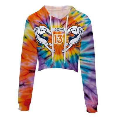 China Breathable Women Customized 3d All Over Printed Sweat Hoodies Blouses Crop Tops for sale