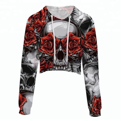 China Anti-pilling Women Customized 3d All Over Printed Sweat Hoodies Blouses Crop Tops for sale