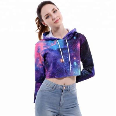 China Anti-pilling Women Customized 3d All Over Printed Sweat Hoodies Blouses Crop Tops for sale