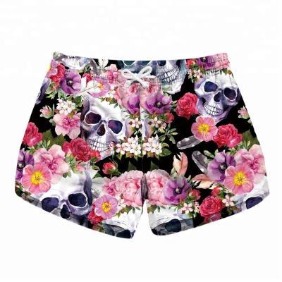 China Full Anti-wrinkle Skull Printed Ladies Short Pants Women Summer Beach Custom Shorts for sale