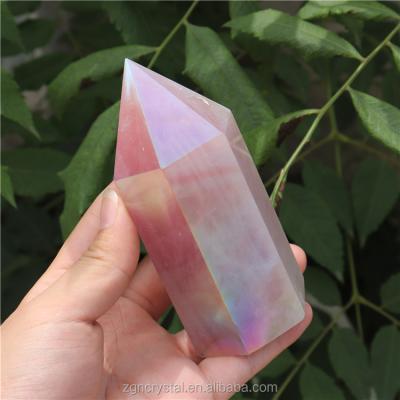 China Wholesale and Mediation China Aura Rose Quartz Point For Home High Quality Decoration for sale