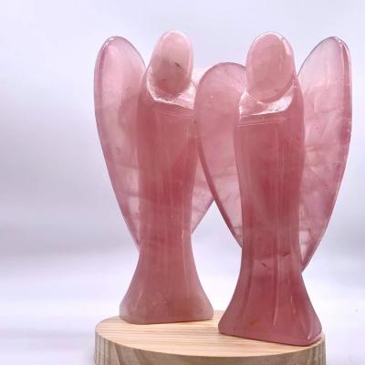 China China High Quality Rose Quartz Angel For Home Healing Carving Decoration for sale