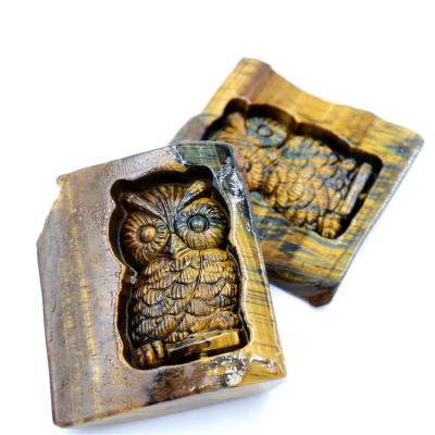 China China High Quality Healing Stone Yellow Tiger Eye Owl Carving For Home Decoration for sale