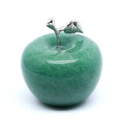 China Wholesale America Natural Aventurine Carved Crystal Apple Polished For Christmas Decor for sale